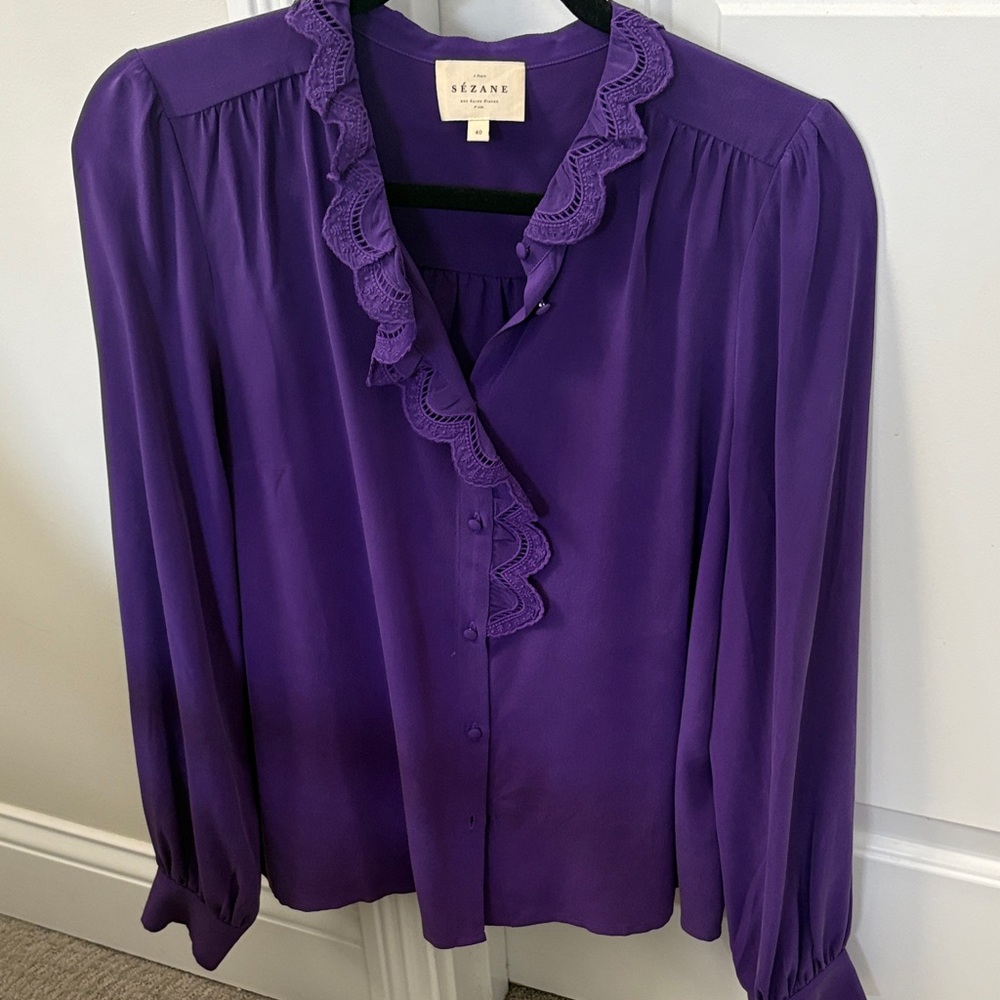 Sezane Violet Ruffled Blouse